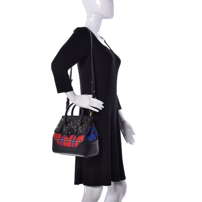 Versace Vitello Tartan Medium Baroque Palazzo Empire Bag Black Rosso 2 of 10