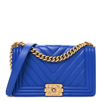 Chanel Lambskin Chevron Quilted Medium Boy Flap Blue 1 of 10