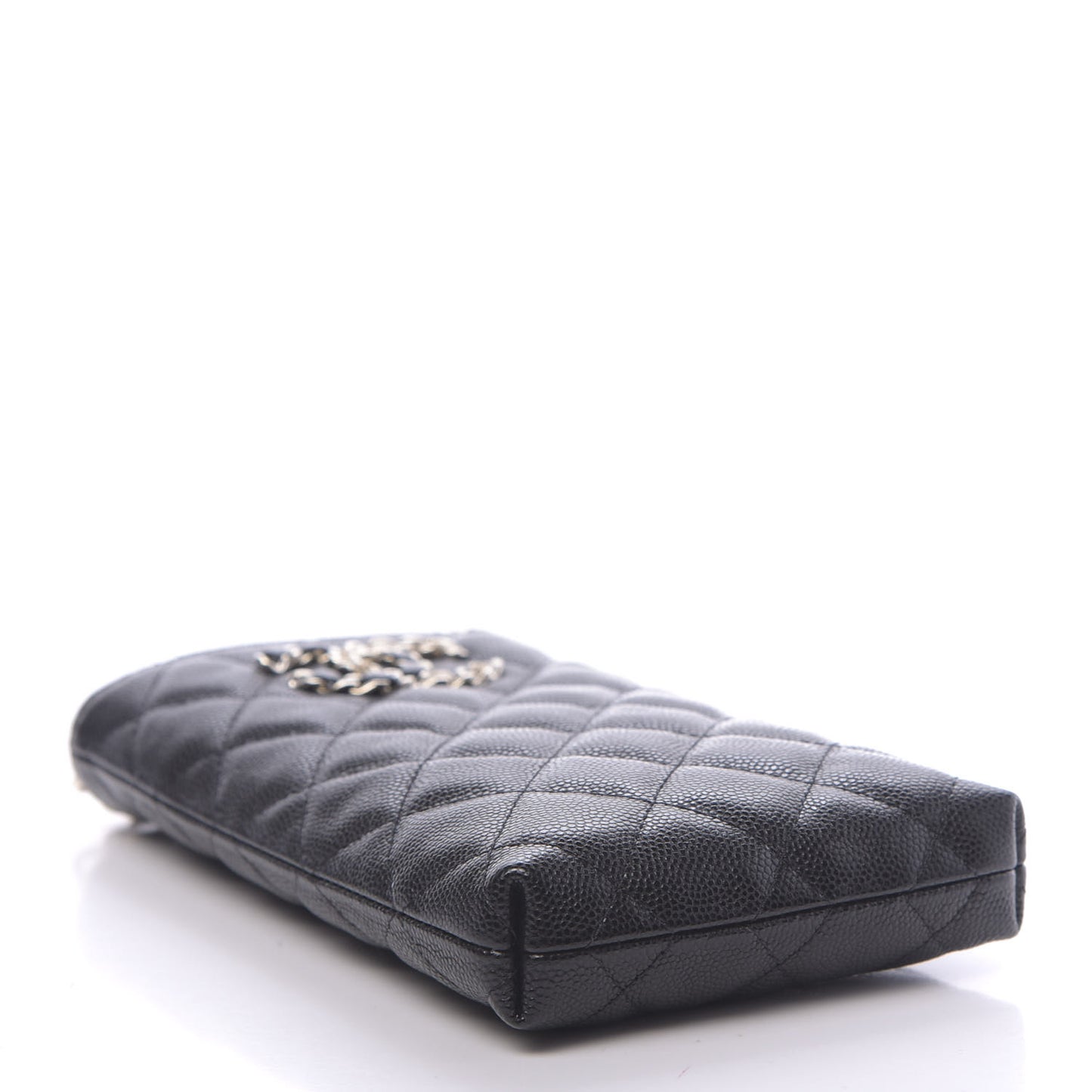 Caviar Quilted French New Wave Phone Holder With Chain Black