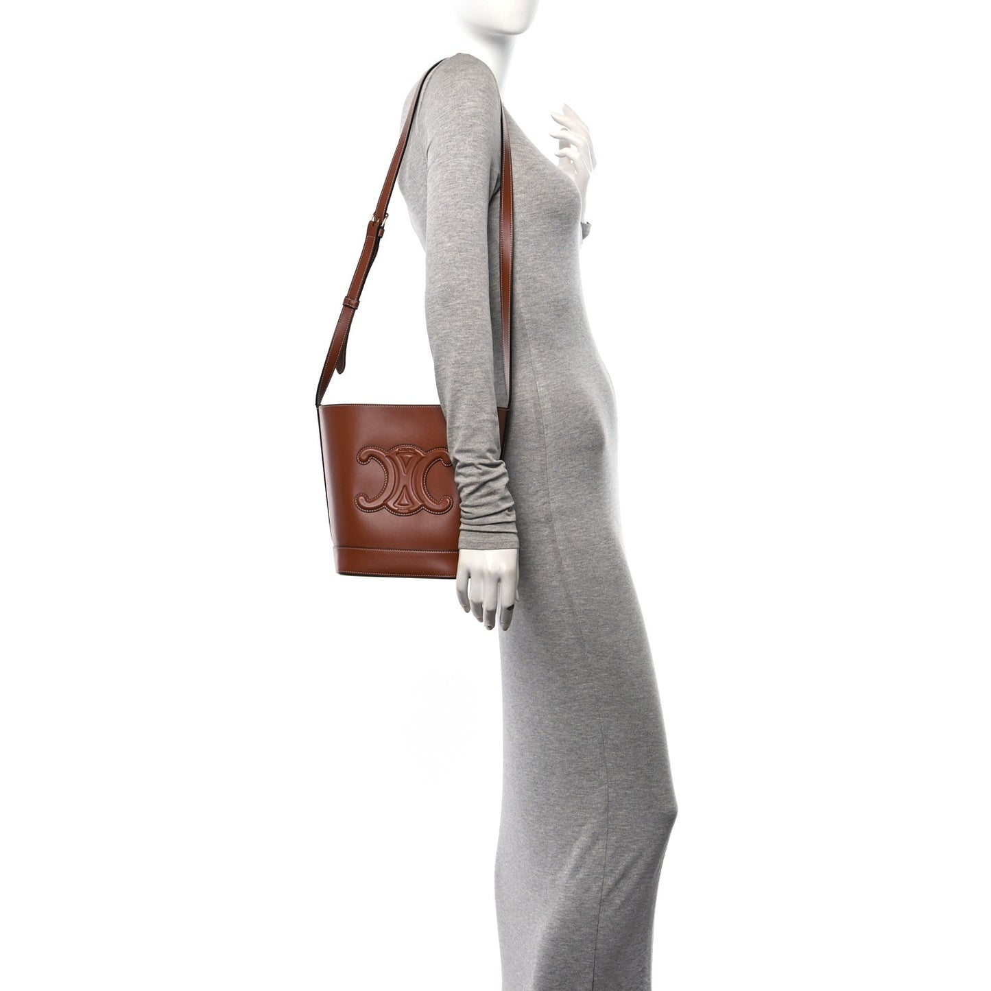 Smooth Calfskin Small Cuir Triomphe Bucket Bag Tan