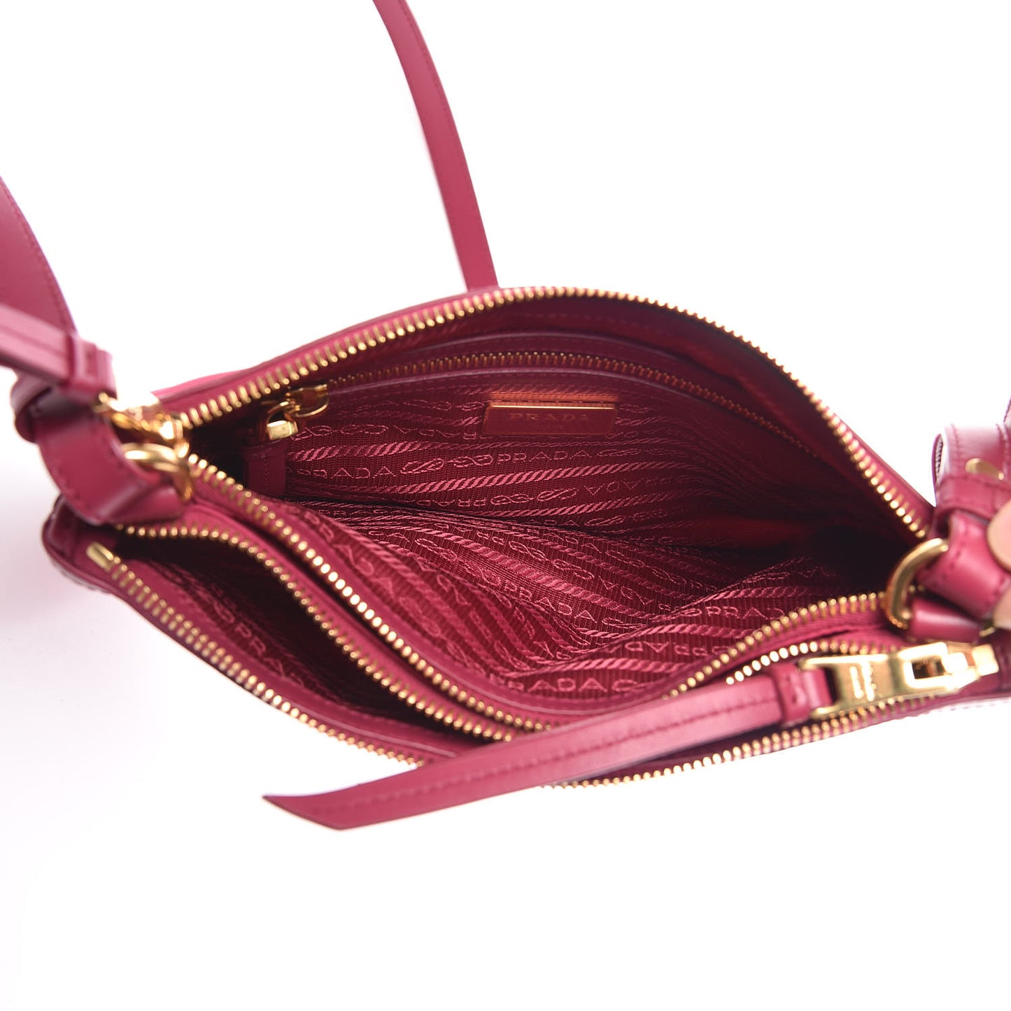 Tessuto Nylon Soft Calf Double Zip Crossbody Bag Ibisco
