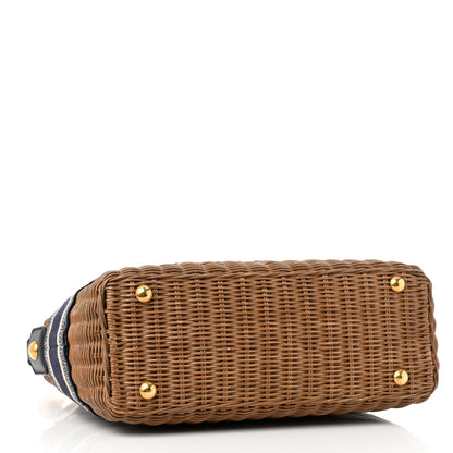 Christian Dior Wicker Oblique Basket Bag Blue 4 of 14
