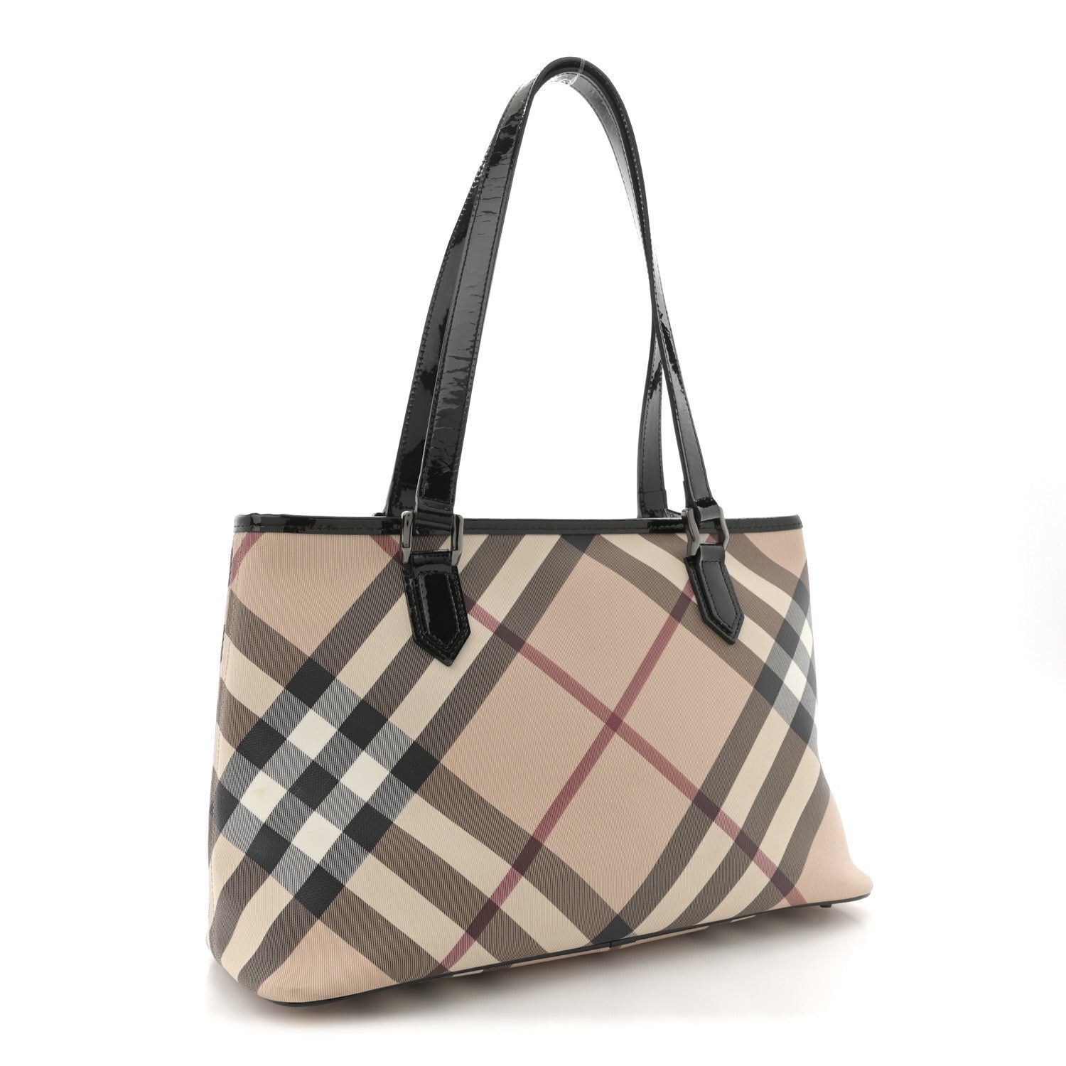 Burberry Metallic Calfskin Nova Check Small Nickie Tote Black 3 of 10