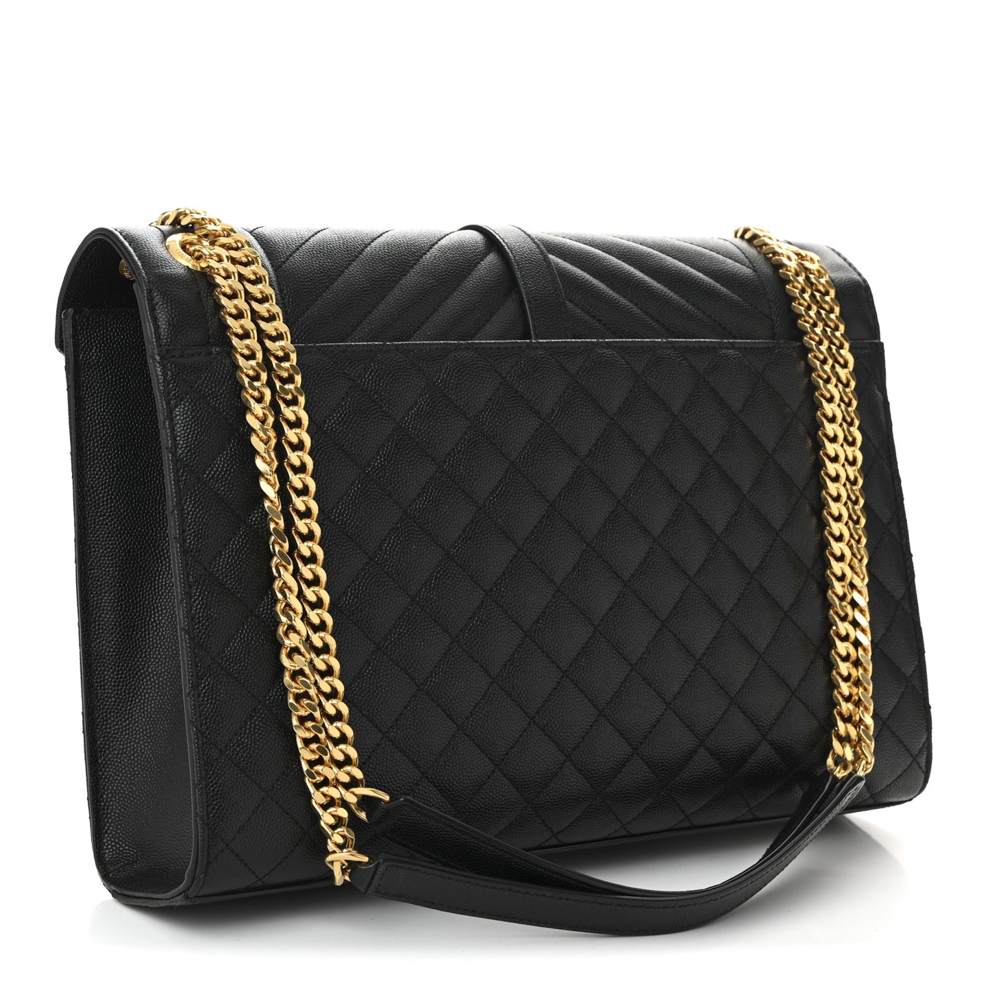 Grain De Poudre Textured Mixed Matelasse Large Triquilt Monogram Satchel Black