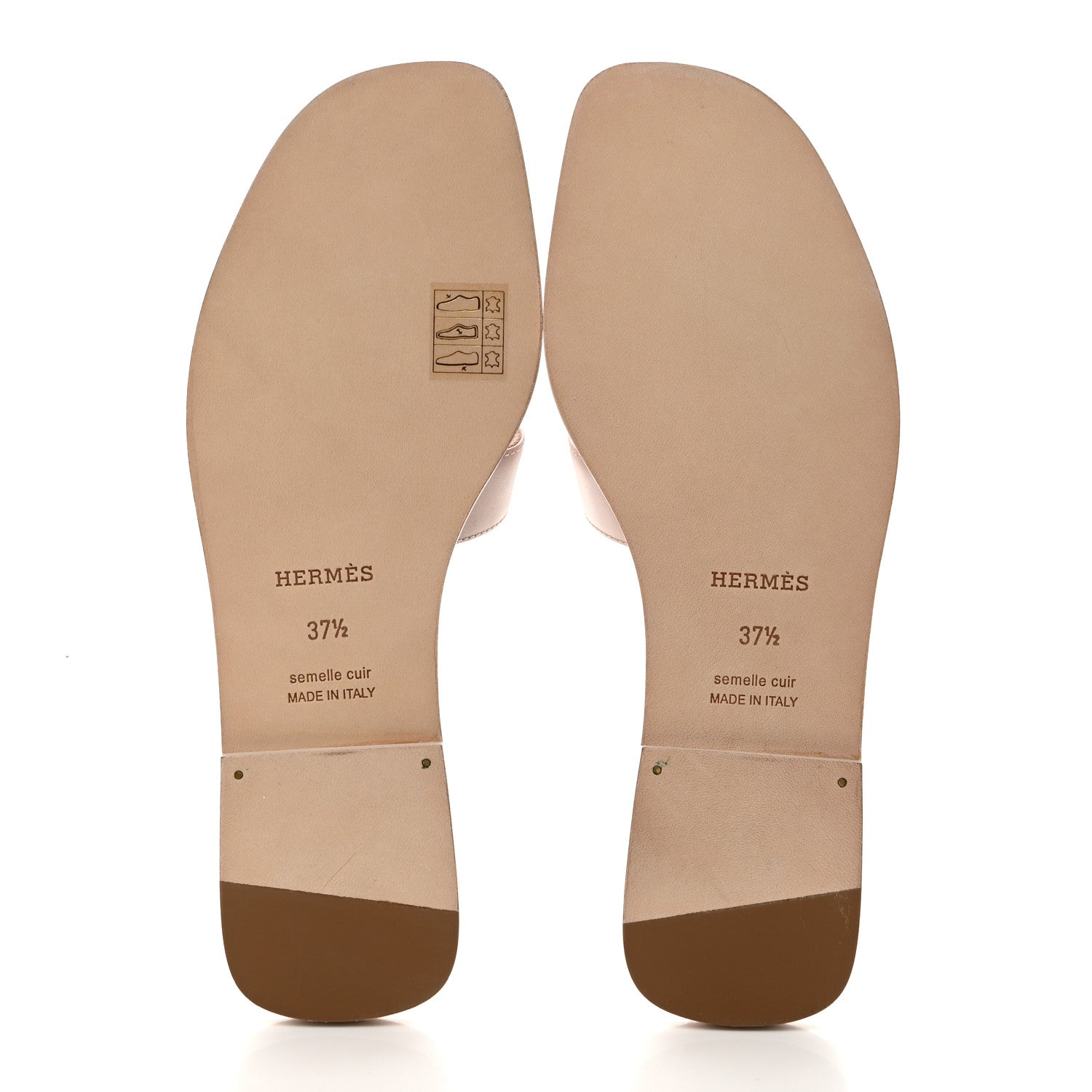 Hermes Box Calfskin Oran Sandals 37.5 Rose Pale 5 of 9