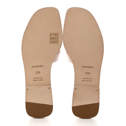 Hermes Box Calfskin Oran Sandals 37.5 Rose Pale 5 of 9