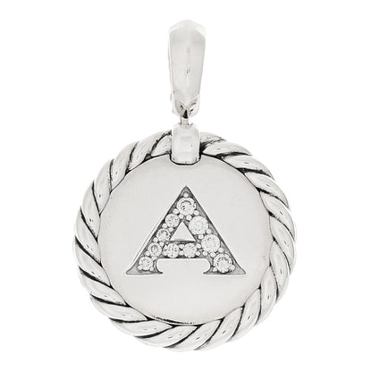 David Yurman Sterling Silver Diamond Initial A Charm 1 of 3