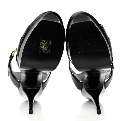Saint Laurent Calfskin Tribute 105 Platform Sandals 39 Black 5 of 8