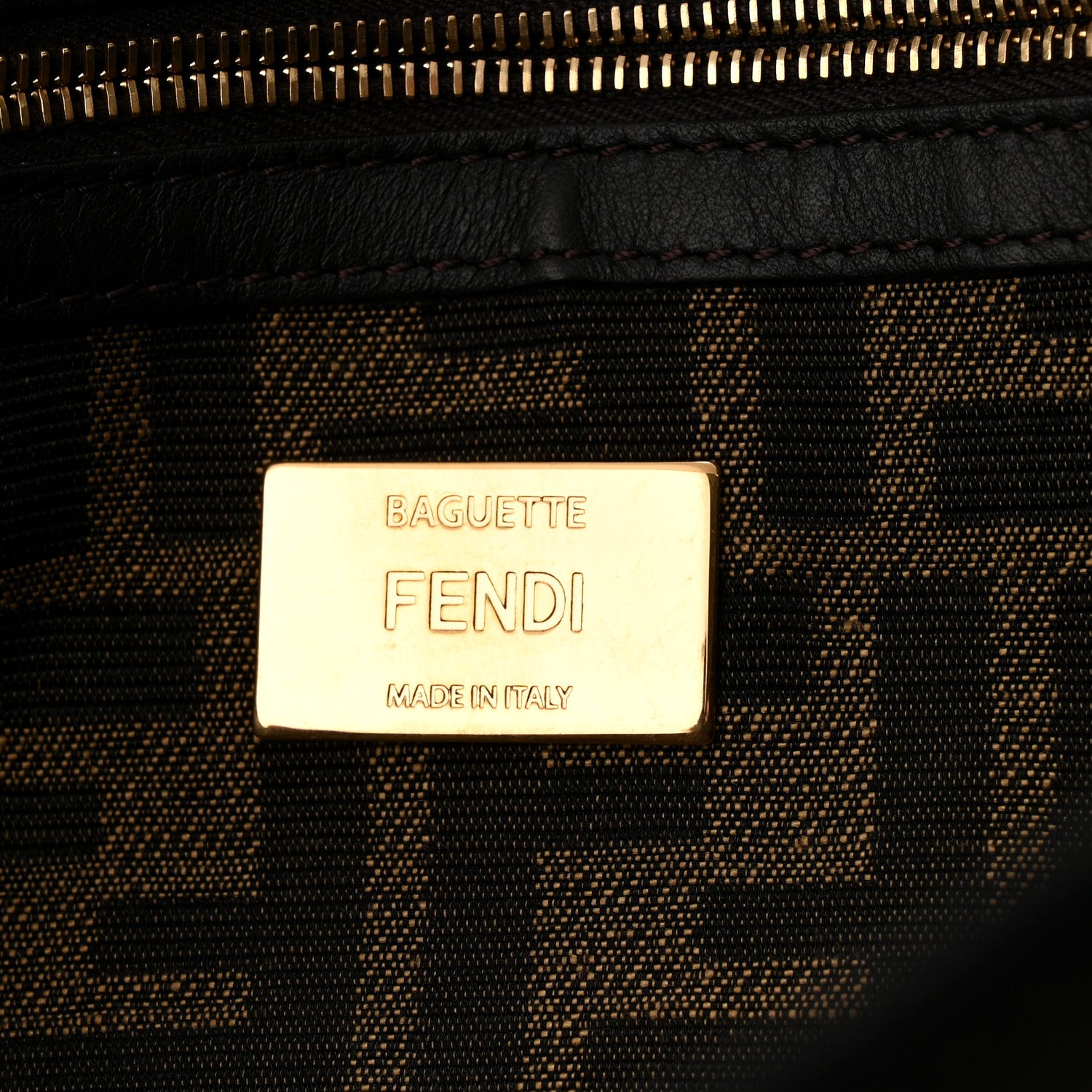 Fendi Fabric Jacquard FF 1974 Medium Baguette Tobacco Moro Black 6 of 9