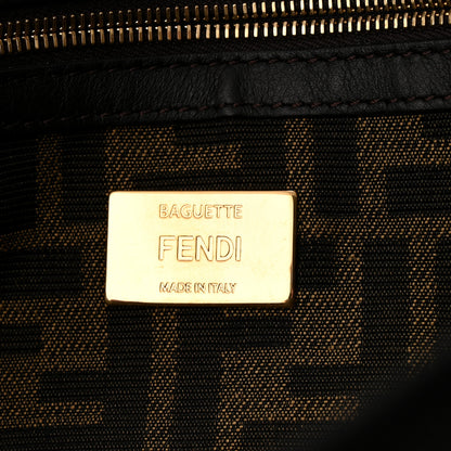 Fendi Fabric Jacquard FF 1974 Medium Baguette Tobacco Moro Black 6 of 9