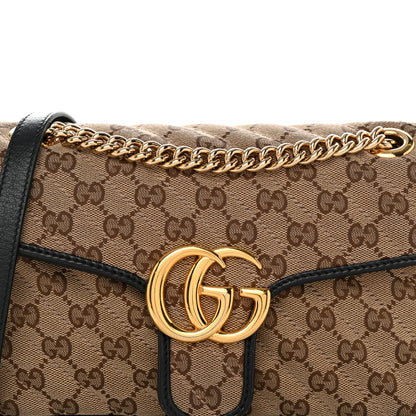 Gucci Monogram Matelasse Diagonal Small GG Marmont Shoulder Bag Beige Black 8 of 12