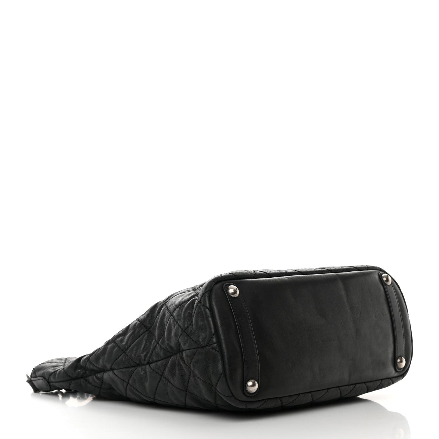 Iridescent Calfskin Quilted In The Mix Shopping Tote Black