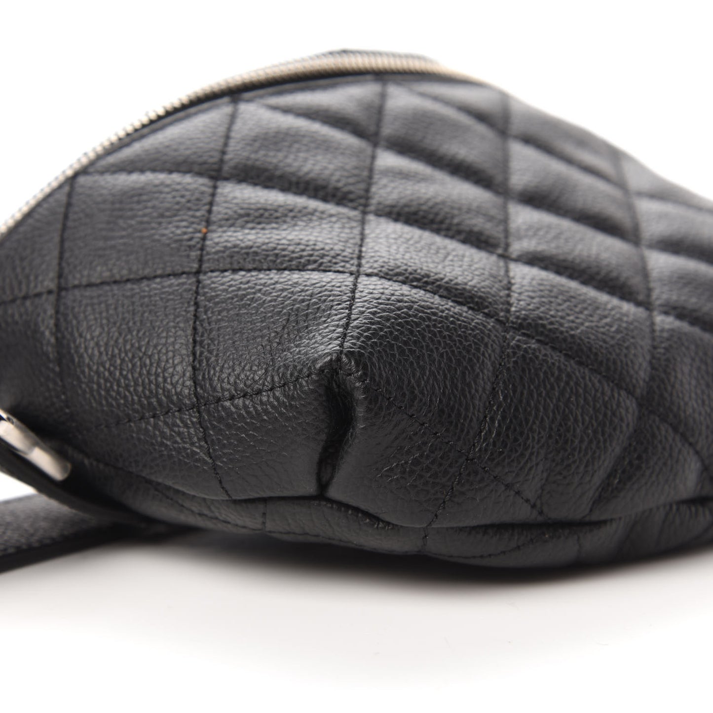 Grained Calfskin Quilted Waist Belt Bag Black