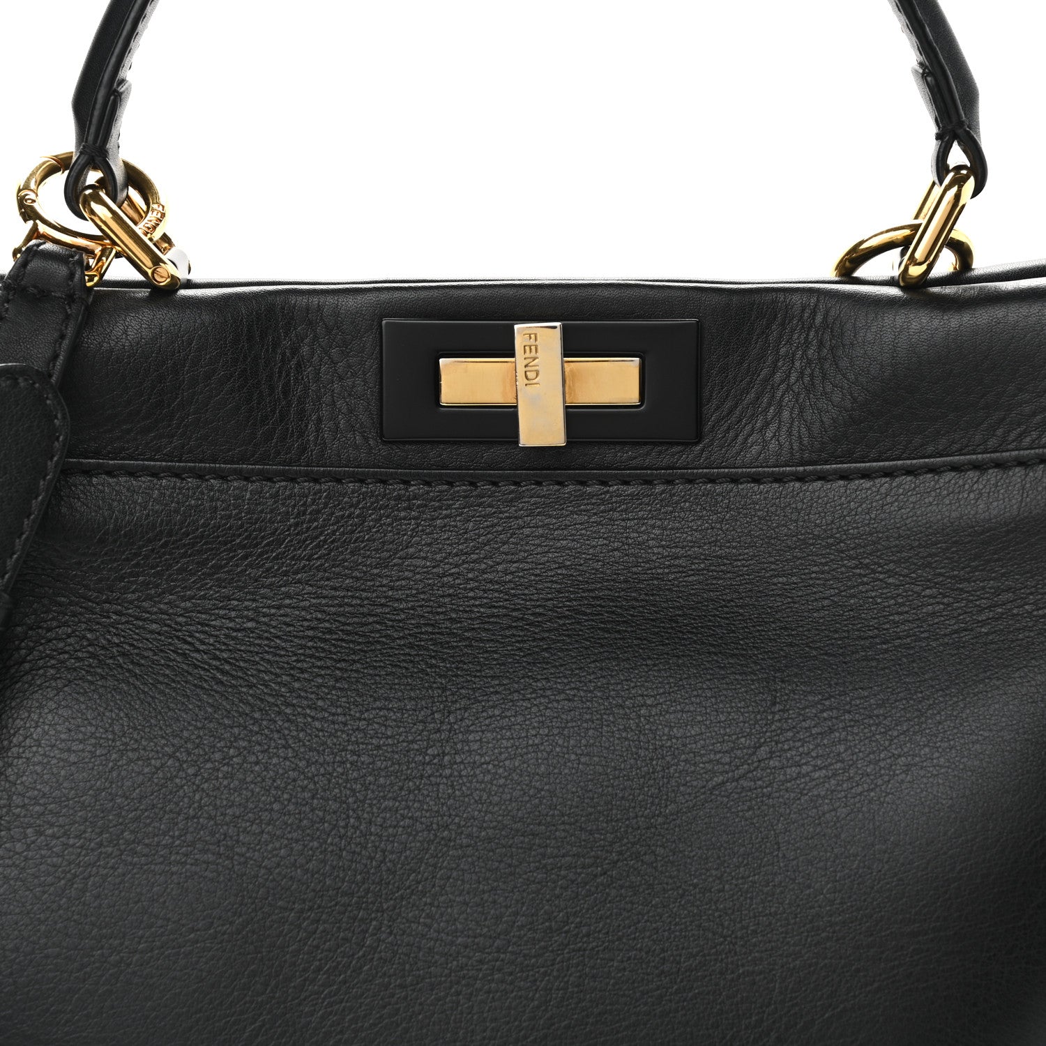 Fendi Vitello Seta Shiny Nappa Medium Peekaboo Iconic Satchel Black 8 of 10