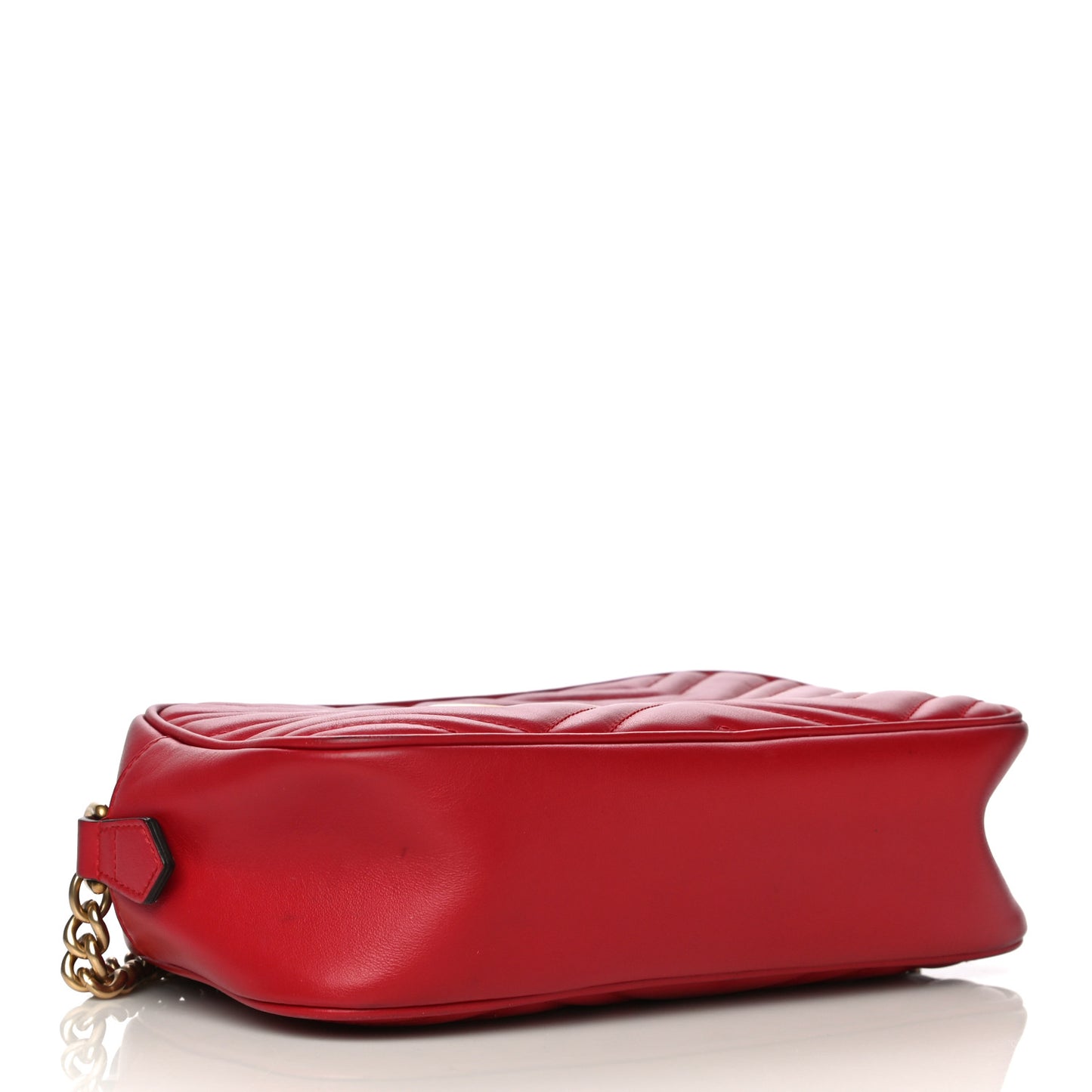 Calfskin Matelasse Small GG Marmont Chain Shoulder Bag Hibiscus Red