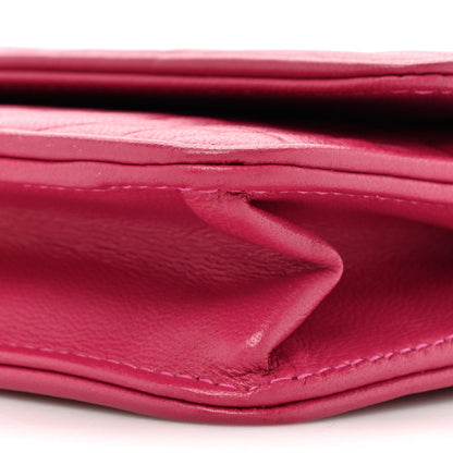 Chanel Lambskin Camellia Embossed Wallet on Chain WOC Pink 10 of 14