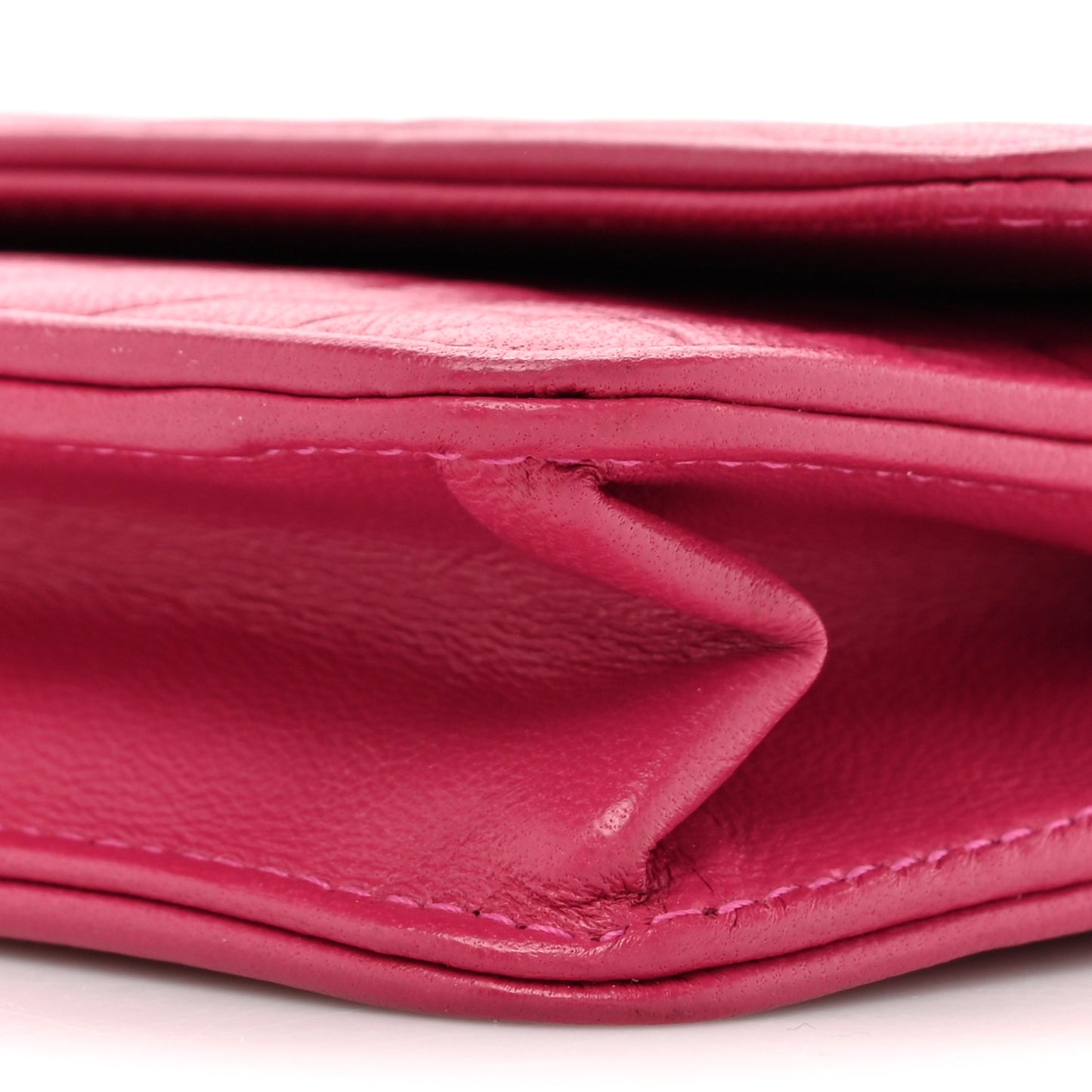 Lambskin Camellia Embossed Wallet on Chain WOC Pink