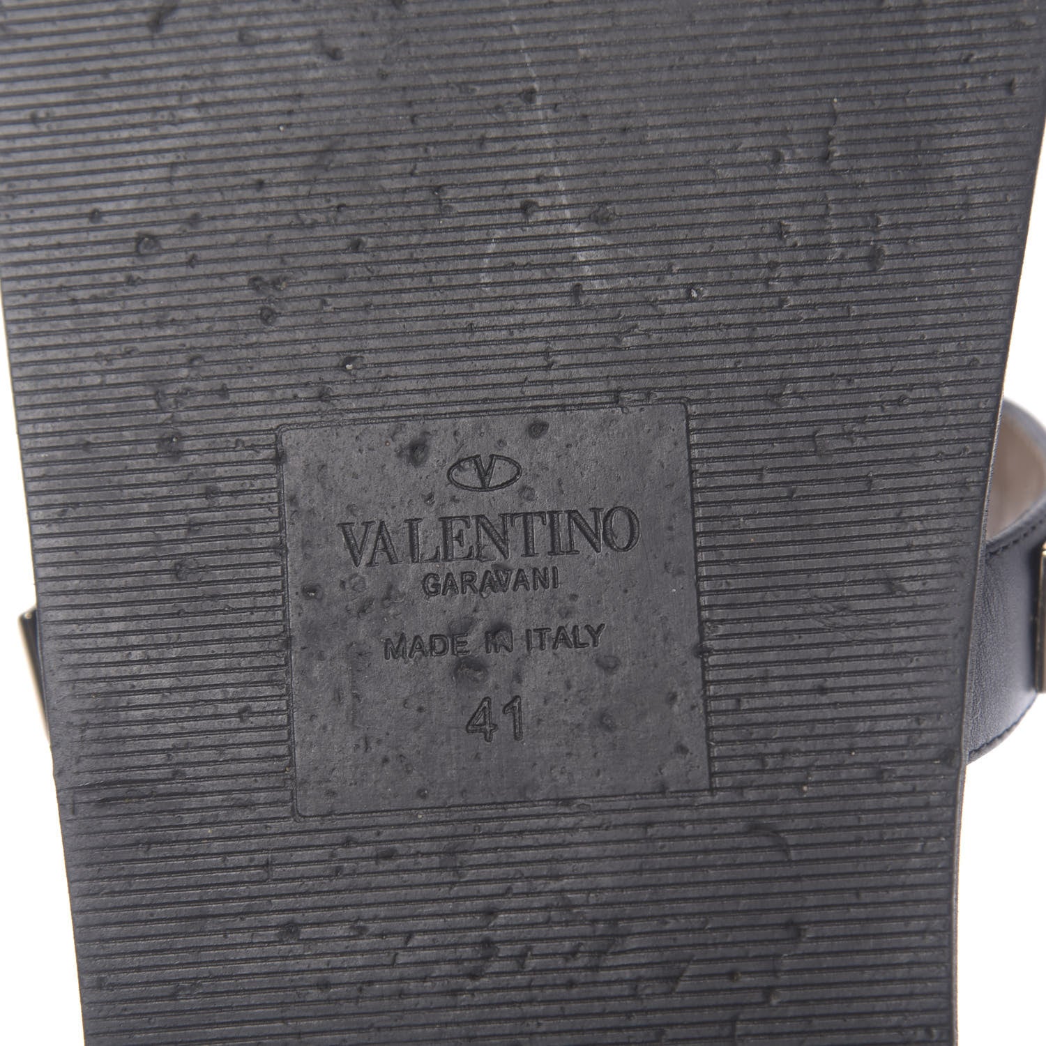 Valentino Garavani Vitello Macro Rockstud Lock Slide Sandals 35 Black 8 of 10