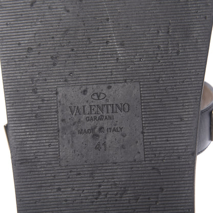 Valentino Garavani Vitello Macro Rockstud Lock Slide Sandals 35 Black 8 of 10