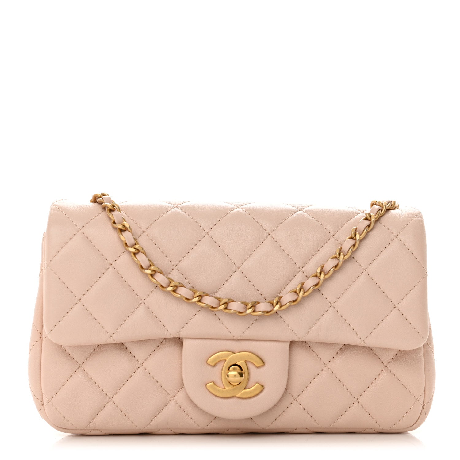 Chanel Lambskin Quilted Mini Pearl Crush Rectangular Flap Light Beige 1 of 11
