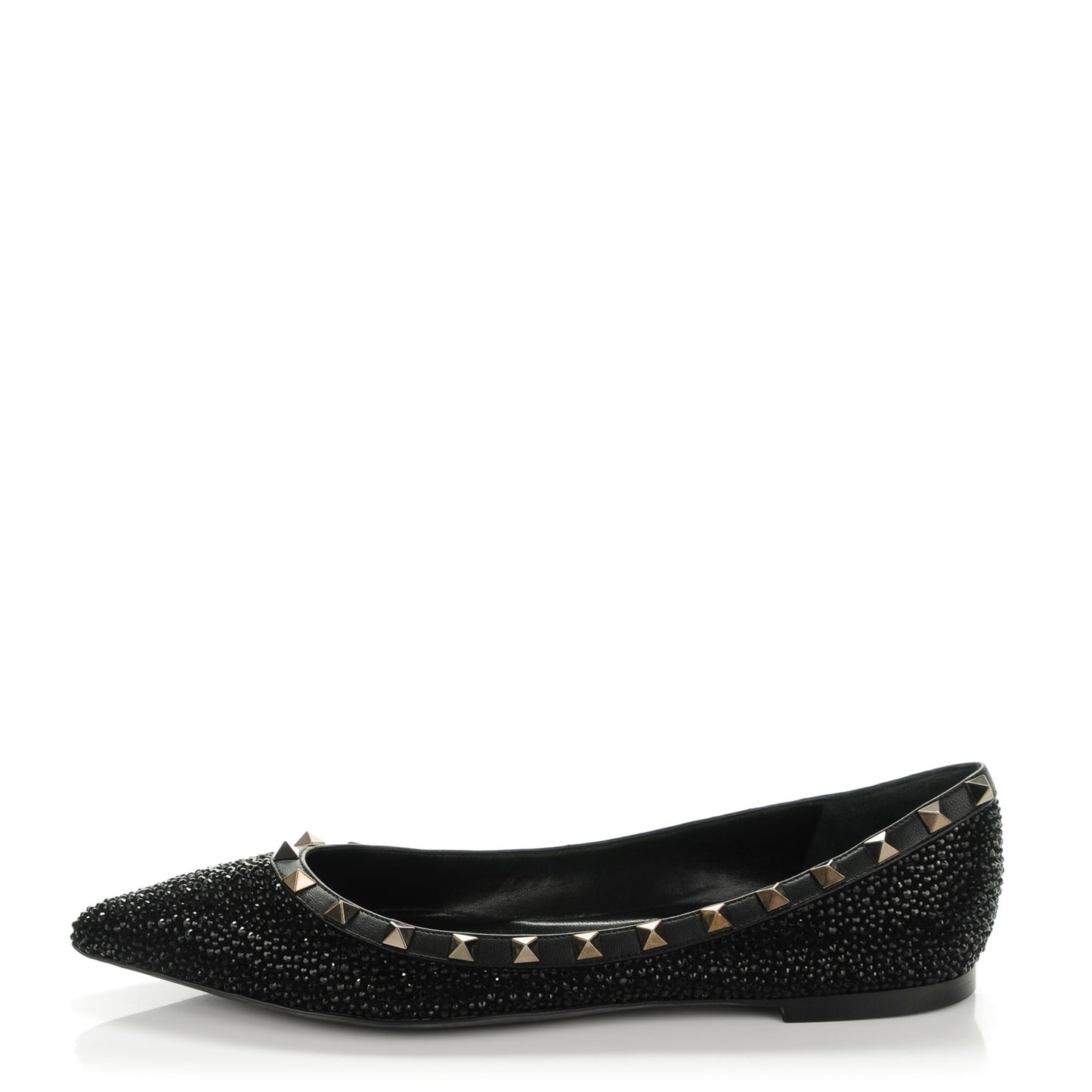Nappa Crystal Rockstud Flats 39 Black