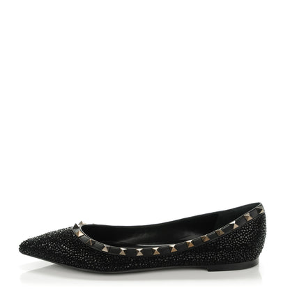 Valentino Garavani Nappa Crystal Rockstud Flats 39 Black 1 of 8