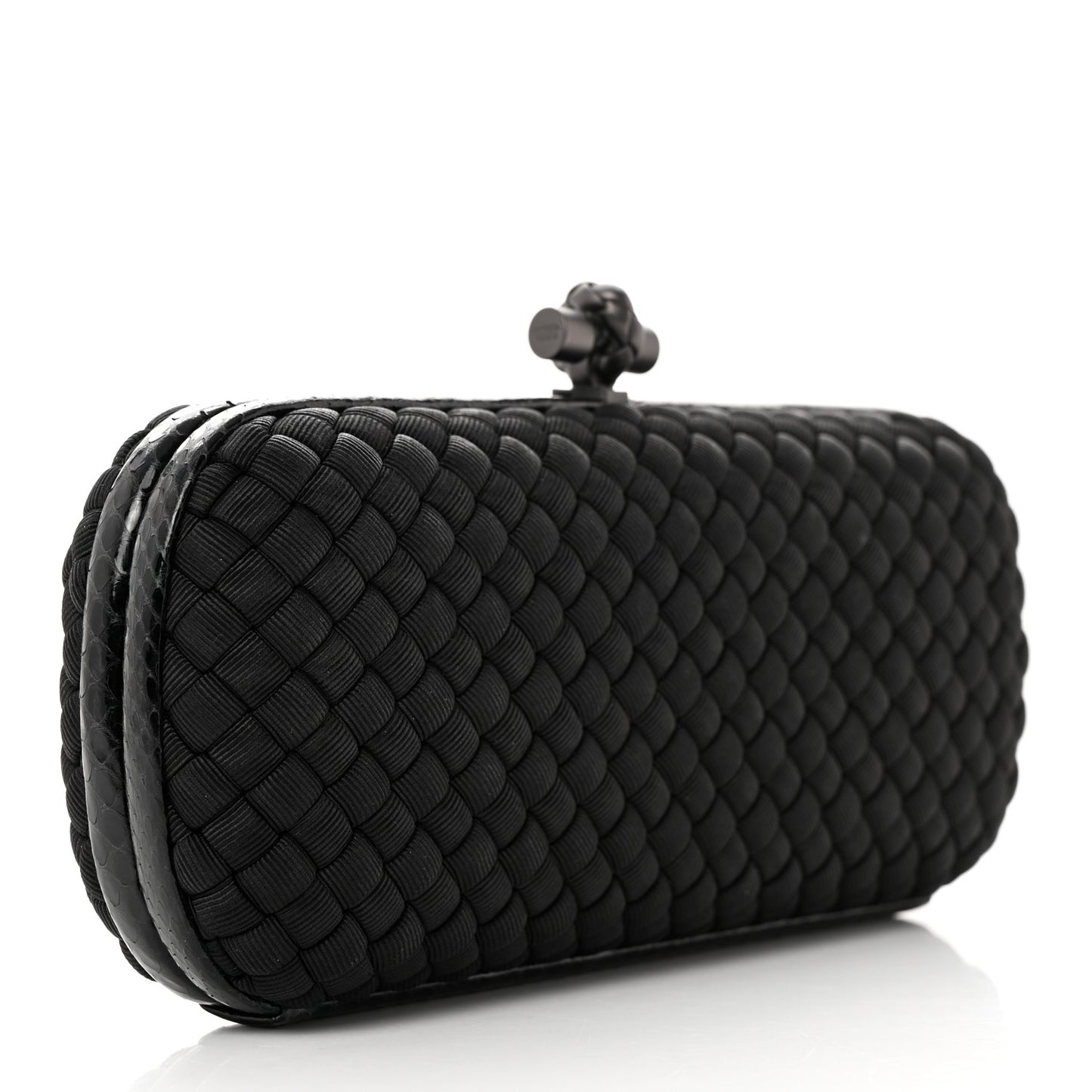Satin Ayers Intreccio Impero Stretch Knot Clutch Black