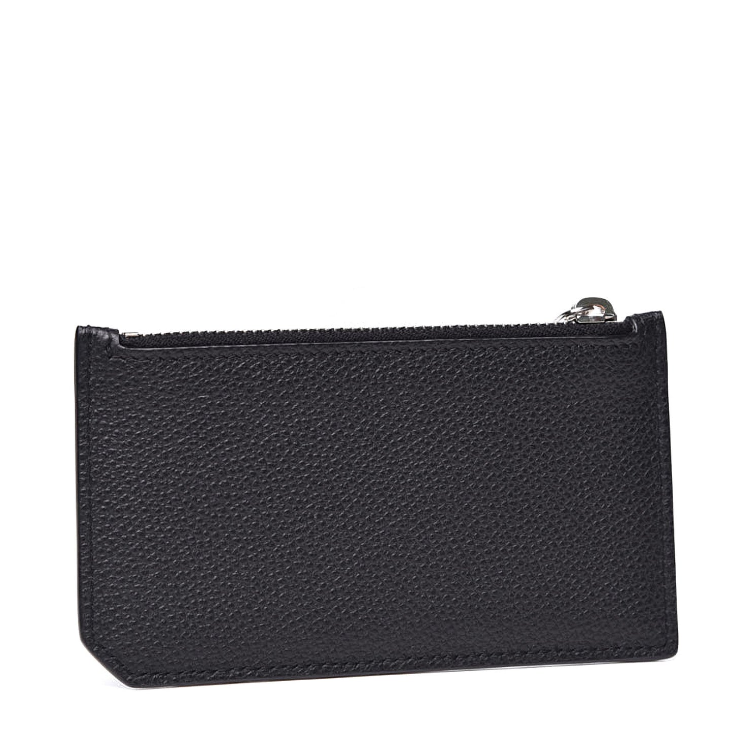 Grained Calfskin 5 Fragments Zip Pouch Card Holder Black