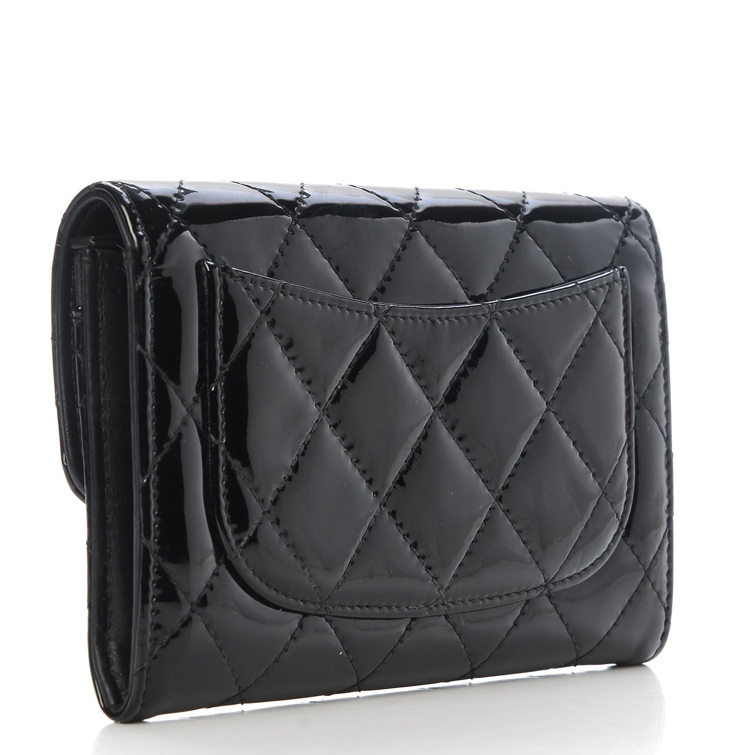 Chanel Patent Quilted Small Flap Wallet Black 3 of 11