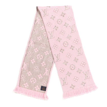 Louis Vuitton Wool Silk Logomania Shine Scarf Pink 2 of 4