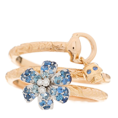 Gucci 18K Rose Gold Diamond Blue Sapphire Flora Wrap Ring 52 6 1 of 8
