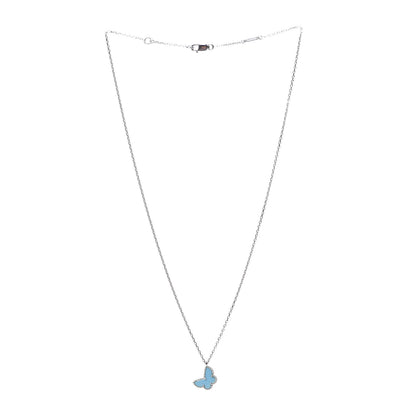 Van Cleef & Arpels 18K White Gold Turquoise Sweet Alhambra Butterfly Pendant Necklace 3 of 7