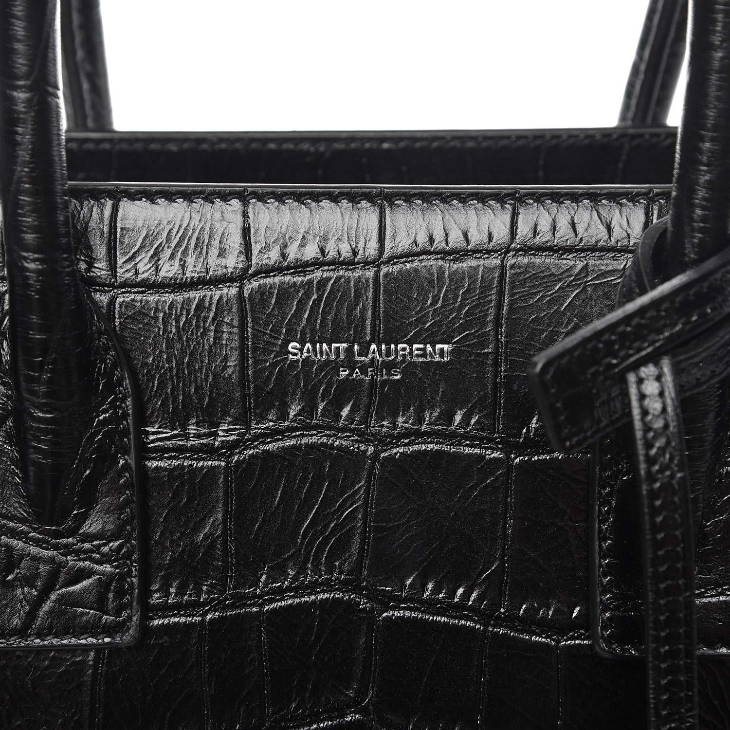 Saint Laurent Calfskin Crocodile Embossed Baby Sac De Jour Black 6 of 7
