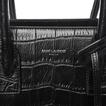 Saint Laurent Calfskin Crocodile Embossed Baby Sac De Jour Black 6 of 7