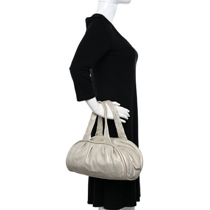 Chanel Metallic Deerskin Stitched Bowler Grey 2 of 12