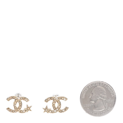 Chanel Crystal CC Starfall Earrings Gold 2 of 5