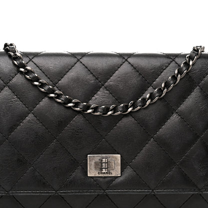 Chanel Metallic Aged Calfskin Quilted Reissue Wallet On Chain WOC Black 9 of 12