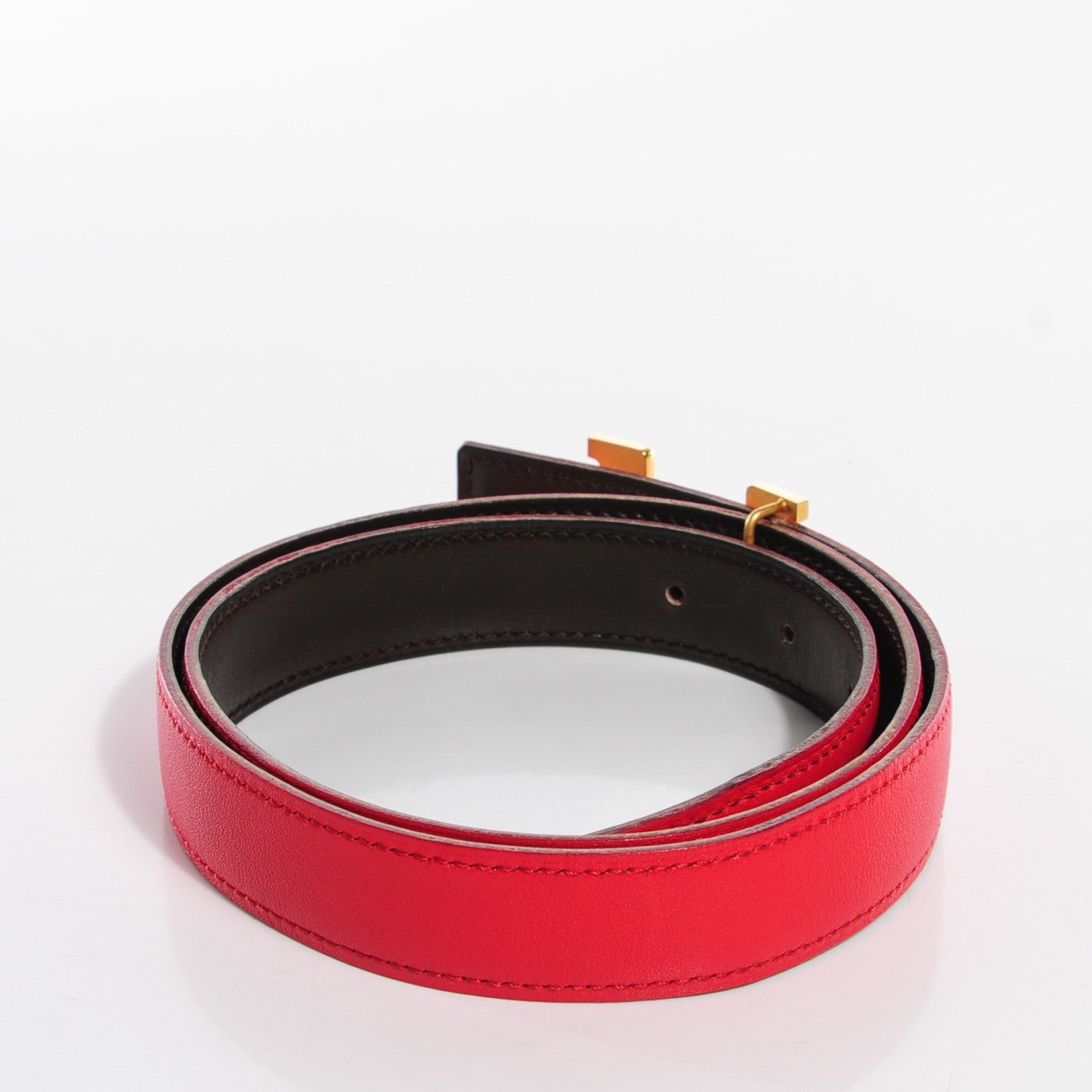 Hermes Gulliver Box 24mm Constance H Belt 80 Rouge Vif Chocolate 3 of 8