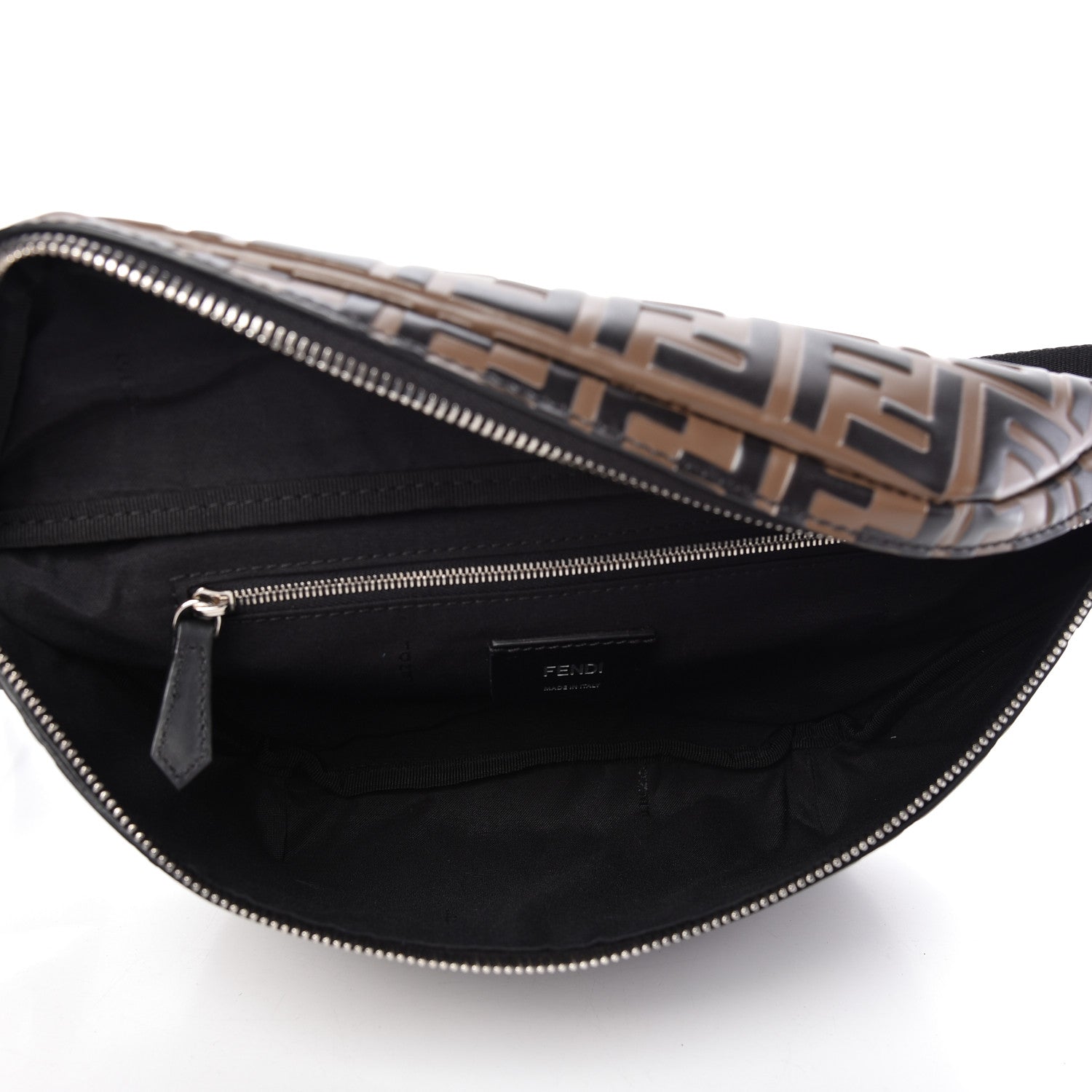 Fendi Vitello Century Bi-Color FF 1974 Embossed Belt Bag Maya Black 4 of 9