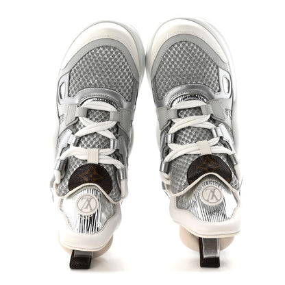 Louis Vuitton Metallic Calfskin Technical Nylon LV Archlight Sneakers 37 White Silver 2 of 9