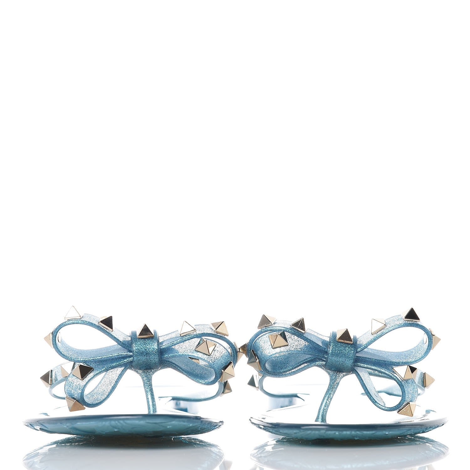 Valentino Garavani PVC Jelly Glitter Rockstud Bow Thong Sandals 39 Cerulean 2 of 7