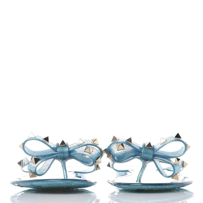 Valentino Garavani PVC Jelly Glitter Rockstud Bow Thong Sandals 39 Cerulean 2 of 7
