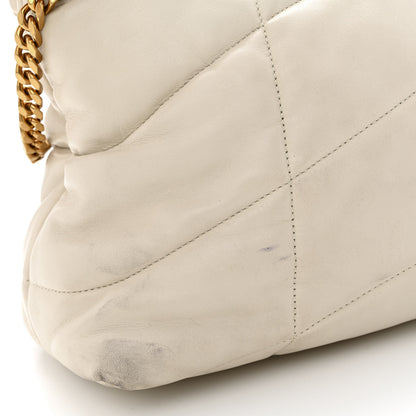 Saint Laurent Lambskin Quilted Medium Loulou Puffer Monogram Chain Satchel Crema Soft 13 of 19