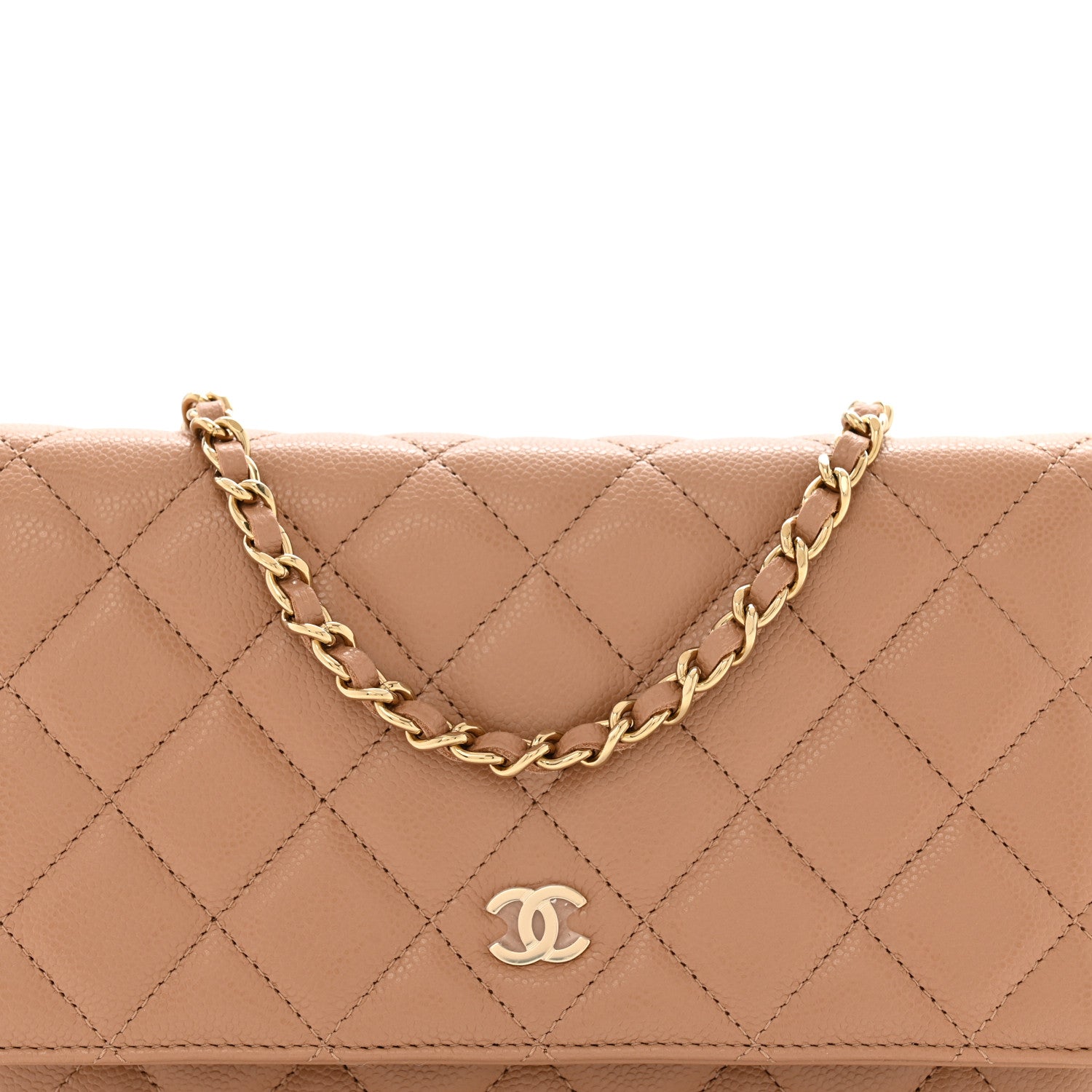 Chanel Caviar Quilted Wallet on Chain WOC Dark Beige 8 of 13