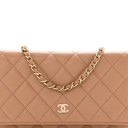 Chanel Caviar Quilted Wallet on Chain WOC Dark Beige 8 of 13