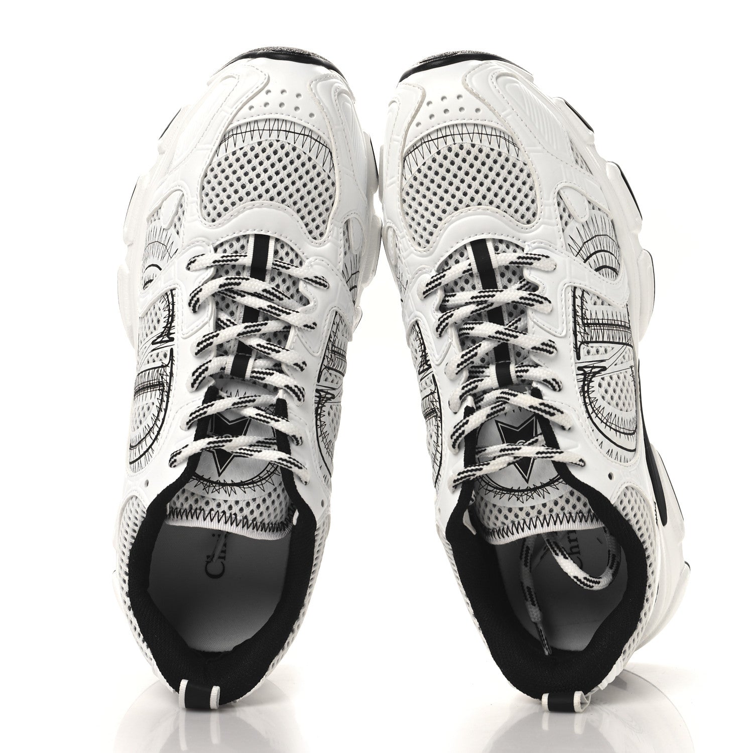 新品 ChristianDior chrono スニーカー ホワイトブラック Christian Dior Technical Mesh Dior Chrono Sneakers 37 White