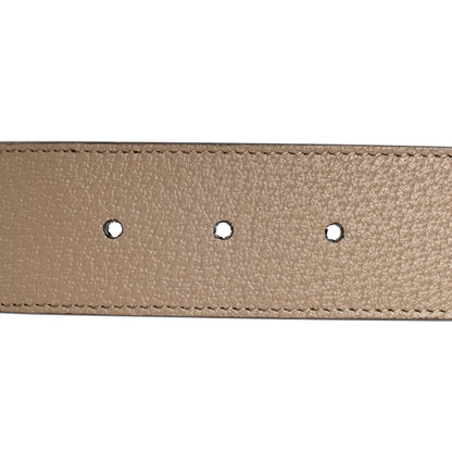 Gucci GG Supreme Monogram Textured Calfskin Double G 40mm Belt 75 30 Beige Mystic White Oatmeal 3 of 5