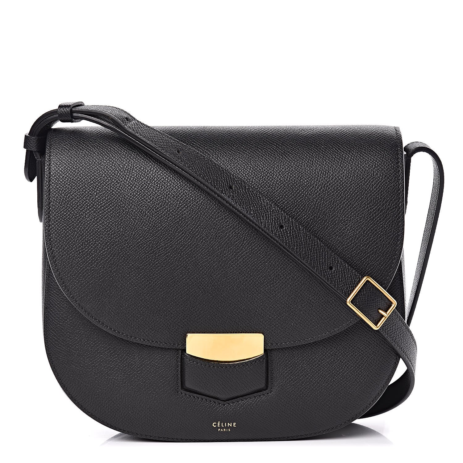 Celine Grained Calfskin Compact Trotteur Black 1 of 8