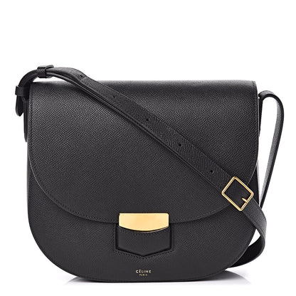 Celine Grained Calfskin Compact Trotteur Black 1 of 8