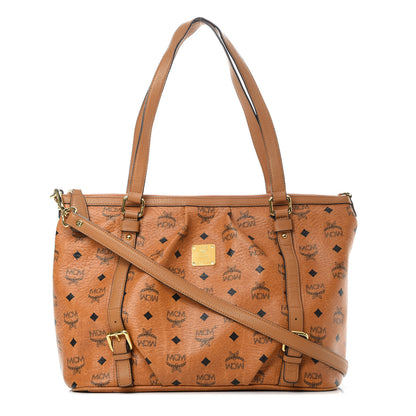 MCM Visetos Medium Essentials Shopper Tote Cognac 1 of 12